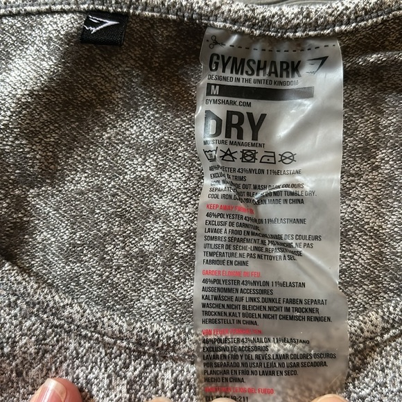 Gymshark Crop Long Sleeve Flyer Texture Charcoal Marl Gray White M - Picture 4 of 6